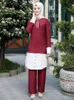 Ethnische Kleidung Arabisch 2 Stück Dubai Abaya Türkisch Hijab Muslimisches Kleid und Hosenanzüge für Frauen Kaftan Islamische Femme Musulmane