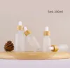 Frost Clear Glass Dropper Bottle with Bamboo Cap Perfume Vials Refillable Essential Oil Bottles Sample Container