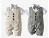 Çocuk takım elbise bebek vaftiz doğum günü kıyafeti çocuklar ekose yeni doğan beyefendi düğün bowtie resmi kıyafetler bebek 258o