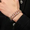 CZ Micro Pave Cuban Link Chain Bracte Bracte Роскошь Три ряда Зиркония Мужчины Женщины Любители Ювелирные Изделия