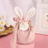 Wielkanocny Cute Bunny Prezent Pakowania Torby Aksamitne Walentynki Królik Czekoladowe Cukierki Torby Wedding Birthday Party Favor biżuteria Organizator