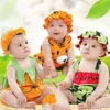 Cartoon Dzieci Odzież Odzież Sling Kombinezon Kapelusz Zestawy Słodkie Ubrania Zestaw Baby Letnie Chłopcy i Dziewczyny Dziecięce Bawełniane Szelki Watermelon Tiger Dres G60R51I