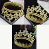Luxury Gold metal Tiara and Crown Crystal Rhinestone Full Circle Queen Bride hair jewelry Diadem Wedding Bridal Hair Accessories X0625