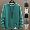 メンズパーカースウェットメンズ春秋偽2ピースルーストップラウンドネック長袖薄い暖かいセーター男性カジュアルソリッドカラー
