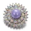 Charm Bracelets 6pcs/lot 18mm Metal Snap Button Jewelry Rhinestone Flower Purple Buttons For Fit DIY Snaps Bracelets&Bangles