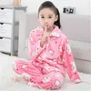 Zimowe Dzieci Pijamas Flanel Flowwear Girls Chłopcy Piżamy Koral Polar Piżamy Zestawy 3-13T Odzież Nodawna / Homewear 211130