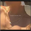 سلاسل المعلقات Jewelrycuban Link قلادة سلسلة قلادة للنساء بنات mti طبقة كبح الذهب اللون القلائد الشرير العصرية مجوهرات بيان