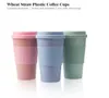 Coffee Cup Wheat Straw Fiber Mug With Lid Plastic Car Tumblers Portable Silicone Water Bottle TX0004