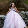 Pink and Grey Flower Girl Dress Wedding Tulle Girls es Robe Demoiselle Rose Kids Clothes 210727