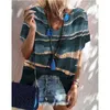 Lato Urban Casual Loose Krótki Rękaw Hedging Drukowana T Shirt Top Damska Moda Plus Size Odzież 210623