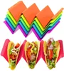 Красочные держатели Taco, Premium Bars Tacos Takes Plates вмещает до 3 или 2 каждый, материал здоровья PP очень жесткий и крепкий, JJD10864