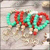 Bangle Braceletes Jóias Natal Matte Sile Beads Anéis Elásticos Para As Mulheres Personalidade Presente Keychain Pulseira Pulseira Atacado Drop Deliv