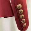 HIGH STREET Fashion Designer Blazer Jacket Bottoni leone in metallo da donna Cappotto esterno doppio petto Vino rosso 210521