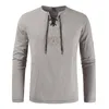 Chemise en coton pour hommes Tops à manches longues Couleur solide Vêtements d'extérieur Vêtements d'automne Broderie Streetwear Casual Hommes T-shirt Xn
