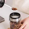 Botellas de almacenamiento Frascos Tanque de condimento de vidrio transparente con cuchara Contenedor de especias Recipiente de azúcar para cocina casera