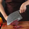 In vendita!! FULL TANG Coltello da macellaio da 7 pollici Coltelli da chef cinesi multiuso Coltelli da carne in acciaio inossidabile ad alto tenore di carbonio Lama resistente con confezione al dettaglio