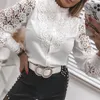 Design branco elegante laço oco out blusa primavera manga comprida camisas y2k botões de malha de malha outono vintage senhoras roupas xs xs