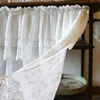 Nordic Country Lace Half-Curtain Pure White Bawełniana kurtyna do kawy Openwork Haft Krótka kurtyna do drzwi szafki kuchennej 210712