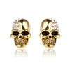 Skeleton Stud Earrings For Women Men Jewelry Halloween Ear Post Antique Silver Color Skull 1 Pair