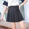 Spring Women Skirt Solid Pleated s High Waisted A-Line Short Sweet Cute Girl School Uniform Zipper Mini 210619