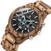 Moda uomo di lusso in legno orologio cronografo luminoso multifunzione in legno orologio da polso al quarzo orologi sportivi retrò