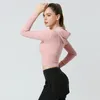 Yoga Outfit Women Sports Top Tight-Passar Långärmad Running Shirts Cardigan Zipper Workout Jacket Fitness Gym Shirt