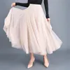 Gonne Principessa Donna Vita alta Pizzo Maglia Tulle Gonna lunga floreale Donna Estate pieghettata a strati