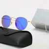 Klassieke Ronde Zonnebril Merk Designer UV400 Eyewear Metalen Gouden Frame Zonnebril Mannen Vrouwen Spiegel Zonnebril Polaroid glazen Lens Met Doos