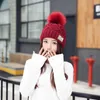 Moda Pompomlar Kış Şapkaları Kadınlar İçin Katı Pembe Örgü Kızlar Top Kapaklar Sıradan Siyah Beanies Sıcak Şapka Gorrses Beanie/Kafatası Eger22