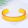 New Simple Women Acrylic Bangles Bracelets Round Cuff Open Bangles Pure Color Resin Charms Trendy Wedding Luxury Brand Jewellry Q0719