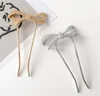 Metal U Shaped Hairpins with Bow Updo Hair Stick Fork Sticks Bun Pins Alloy 2 Prong Clips Chignon Styling