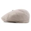 Big size large newsboy hats men's twill cotton eight panel hat women's baker boy caps khaki retro male boina beret