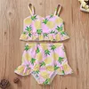 Summer Children Sets Casual Strap Ruffles Tops Print Pineapple Shorts Cute 2Pcs Girls Clothes 1-5T 210629