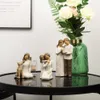 Artlovin المنحوت الشكل رسمت باليد معا / الصداقة / التمثال المؤمنين الراتنج الكلب النحت عيد الحب هدية عيد 210804