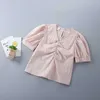 2-7 Years High Quality Summer Girl Clothing Set Fashion Solid Shirt + Jeans Kid Children Girls Clothes 210615