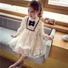 Spitzen-Performance-Kleid für Mädchen, Schleife, Blume, formelle Hochzeit, Party, Mädchenkleid, Kindergeburtstagskleider für Mädchen, 2, 3, 4, 5, 6, 7, 8, 9 Jahre, Q0716