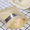 400 pièces sacs scellables sac en papier Kraft brun fermeture à glissière refermable de qualité alimentaire Snack Cookie fenêtre transparente pochette d'emballage 100 pièces/lot