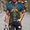 Camisetas masculinas camisetas masculinas de verão colorido de verão impressa -camisa shir anime algodão 3d horror hip hop tee de roupas masculinas costura curta