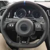 Housse de volant de voiture en cuir véritable noir daim pour 7 Golf R MK7 VW Polo GTI Scirocco 2015 2016