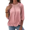 Женская футболка горячая распродажа новой круглой шеи сплошной цвет женские свободные верхние половины рукава rack повседневная вершина