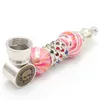 Pipa de metal de doble perla color diamante portátil calavera pipa con juego de cigarrillos de metal filtro soporte de mano tabaco hierba cuchara pipas