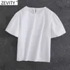 Zevenity Vrouwen Simpel Effen Kleur Casual White Smock Blouse Dames Chic Puff Sleeve Poplin Femininas Shirts Blusas Tops LS9338 210603