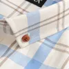 Męska 100% bawełna z długim rękawem Kontrast Plaid Koszulka w kratkę Kieszonkowa Mniejsza Projekt Casual Standard-Fit Button Down Gingham Shirts 210628
