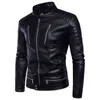 Mens Bomber Jackets Fashion Men Faux Leather Coat Zipper Overcoat Motor Jacket Motorcycle Bikers Punk Man Brand Top Colthing 211124