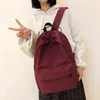 ティーンエイジャー女性のためのホコードソリッドキャンバスバックパックシンプルな大学風旅行バックパックMochila 210929