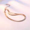 Nueva moda femenina rosa oro pulsera pulsera temperamento elegante tres líneas serpiente hueso cadena plata color pulsera joyería q0720