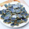 REIKI HEALING JEWELARY Natural Coney Collecle прямоугольник маятник Скала Голубой кристалл kyanite Quartz Choker для женщин подвесной ожерелье5102841