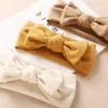 Hårtillbehör Söt knuten Bow Headband Baby Kids Turban Solid Färg Elastiska Hårband Född Spädbarn Toddler Headwrap