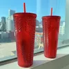 Mugs 710ML studded cups Diamond Radiant Goddess Straw Cup Coffee Summer Holiday Cold Tumbler 24oz Double Layer Plastic Durian WLL1030