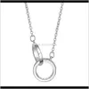 Halsband hängsmycken smycken droppleverans 2021 hänge halsband två ring cirkel grott kärleksbrev zirkon rosguld imitation rodium pläterad